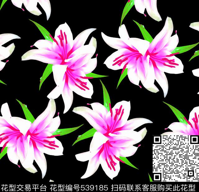 百合花花朵花卉数码印花华亿平台下载（图片编号: 539185） - 瓦栏（Walan）