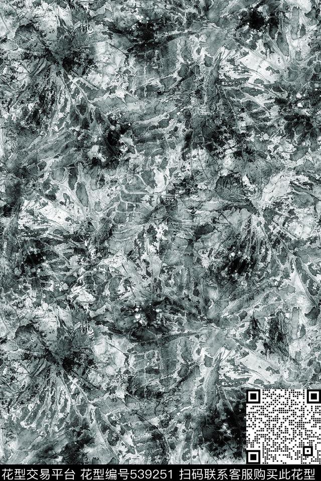 荷叶水墨中国画数码印花华亿平台下载（图片编号: 539251） - 瓦栏（Walan）