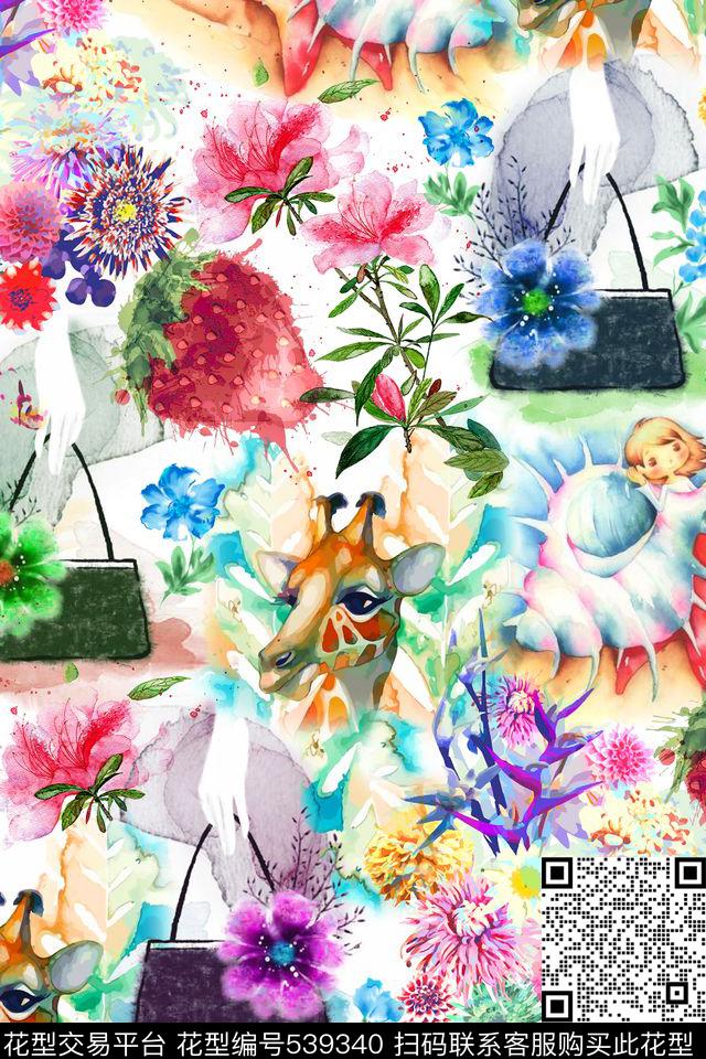 水彩插画花卉草莓数码印花华亿平台下载（图片编号: 539340） - 瓦栏（Walan）