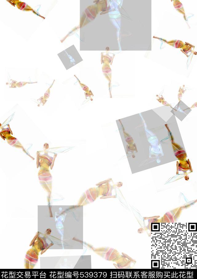 抽象人物新颖数码印花华亿平台下载（图片编号: 539379） - 瓦栏（Walan）