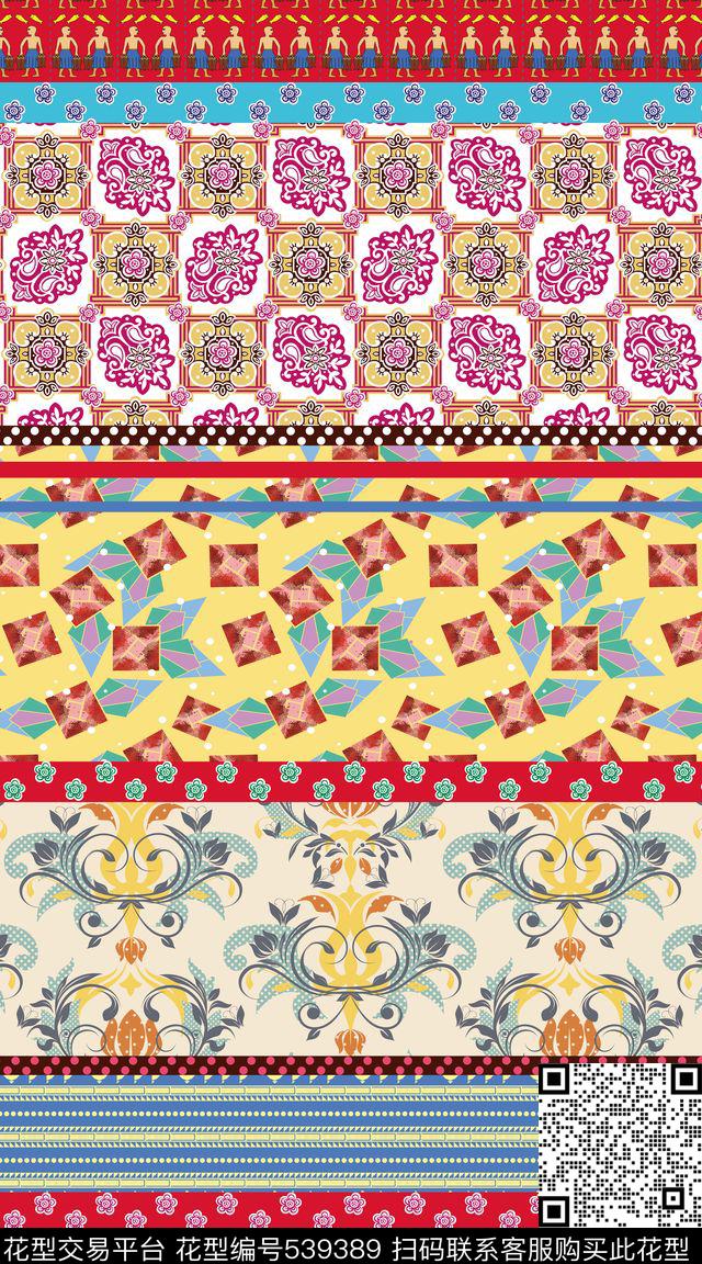手绘传统花纹女装线条传统印花华亿平台下载（图片编号: 539389） - 瓦栏（Walan）