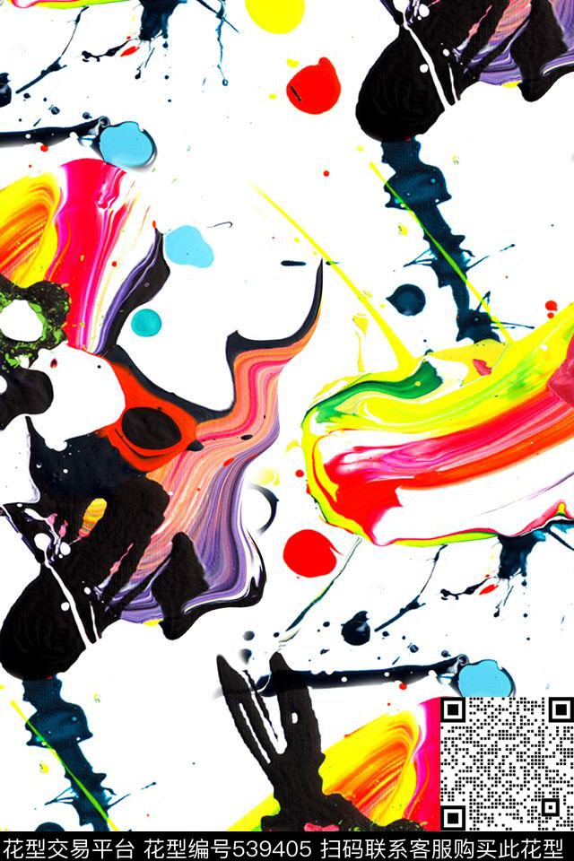 抽象泼墨油画数码印花华亿平台下载（图片编号: 539405） - 瓦栏（Walan）