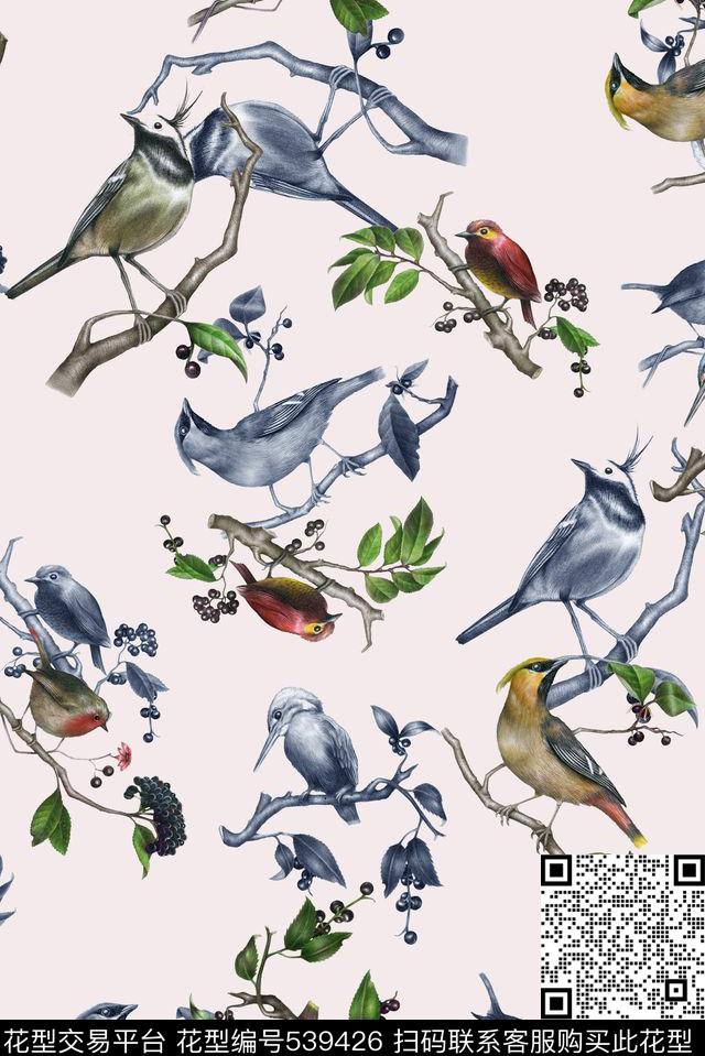 时尚大牌欧美风格鸟类服装设计数码印花华亿平台下载（图片编号: 539426） - 瓦栏（Walan）