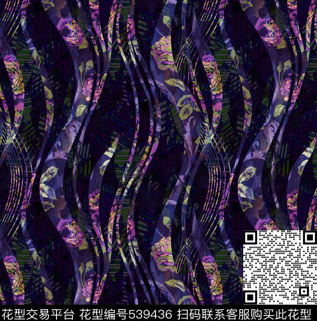 波点波浪条纹花卉数码印花华亿平台下载（图片编号: 539436） - 瓦栏（Walan）