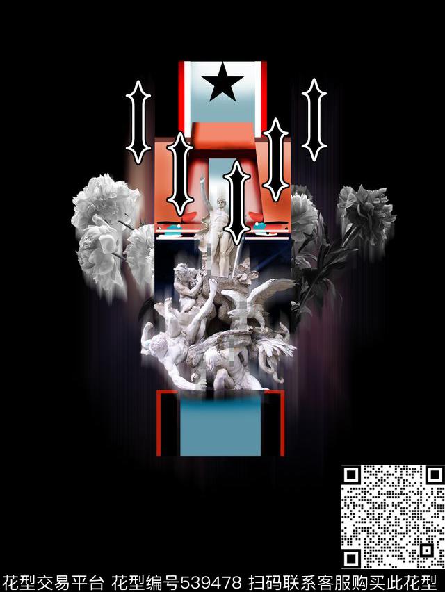 T恤巴洛克潮牌数码印花华亿平台下载（图片编号: 539478） - 瓦栏（Walan）