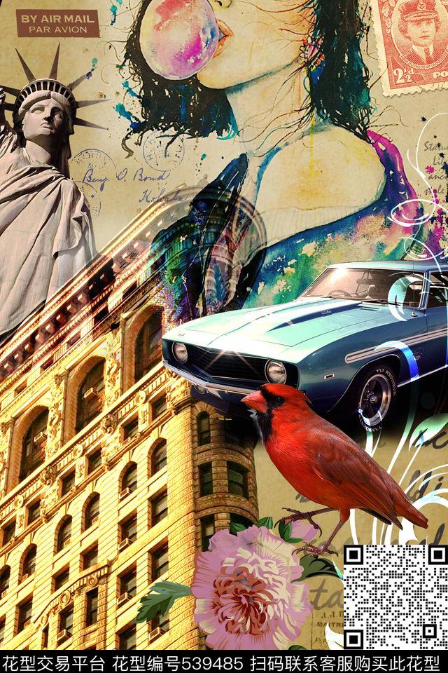 创意服装面料创意图案设计欧式建筑数码印花华亿平台下载（图片编号: 539485） - 瓦栏（Walan）