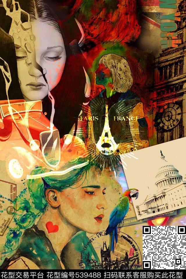 创意服装面料创意图案设计欧式建筑数码印花华亿平台下载（图片编号: 539488） - 瓦栏（Walan）