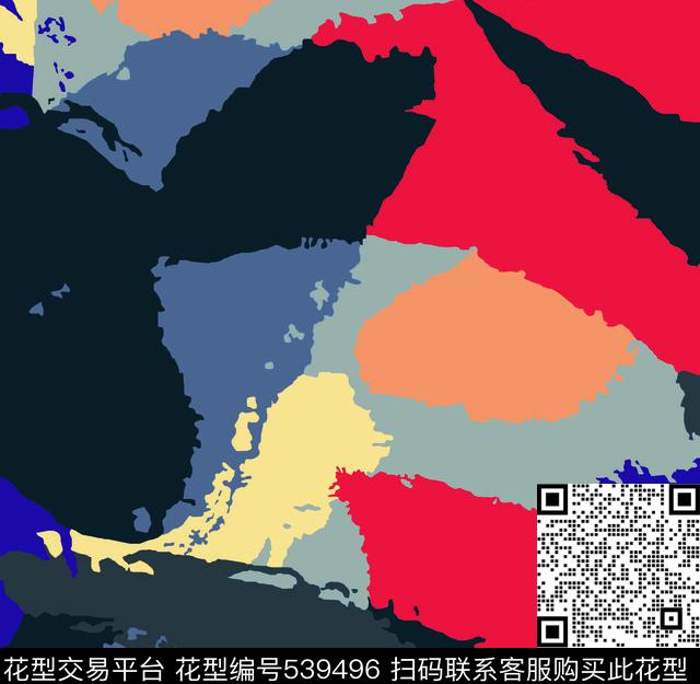 拼贴几何色块拼贴几何传统印花华亿平台下载（图片编号: 539496） - 瓦栏（Walan）