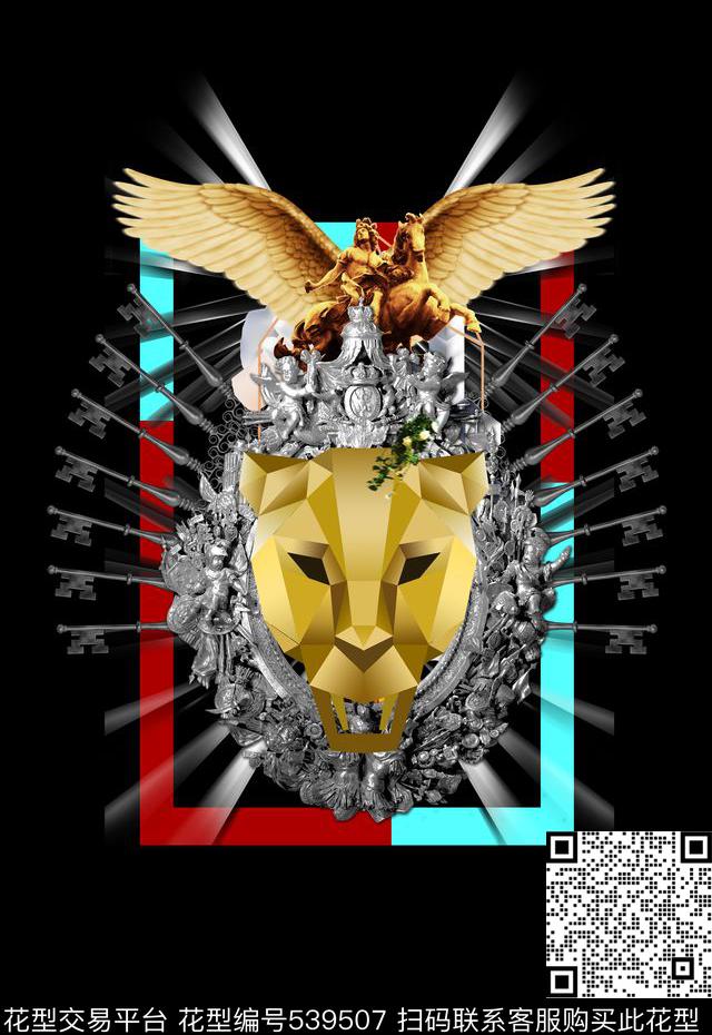 潮流个性抽象定位金属豹子头数码印花华亿平台下载（图片编号: 539507） - 瓦栏（Walan）