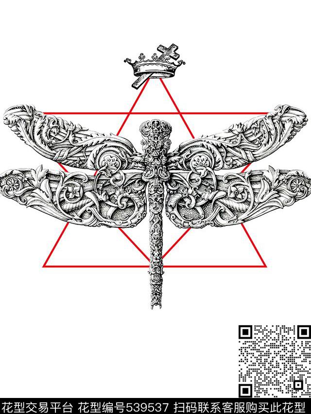 巴洛克定位蜻蜓传统印花华亿平台下载（图片编号: 539537） - 瓦栏（Walan）