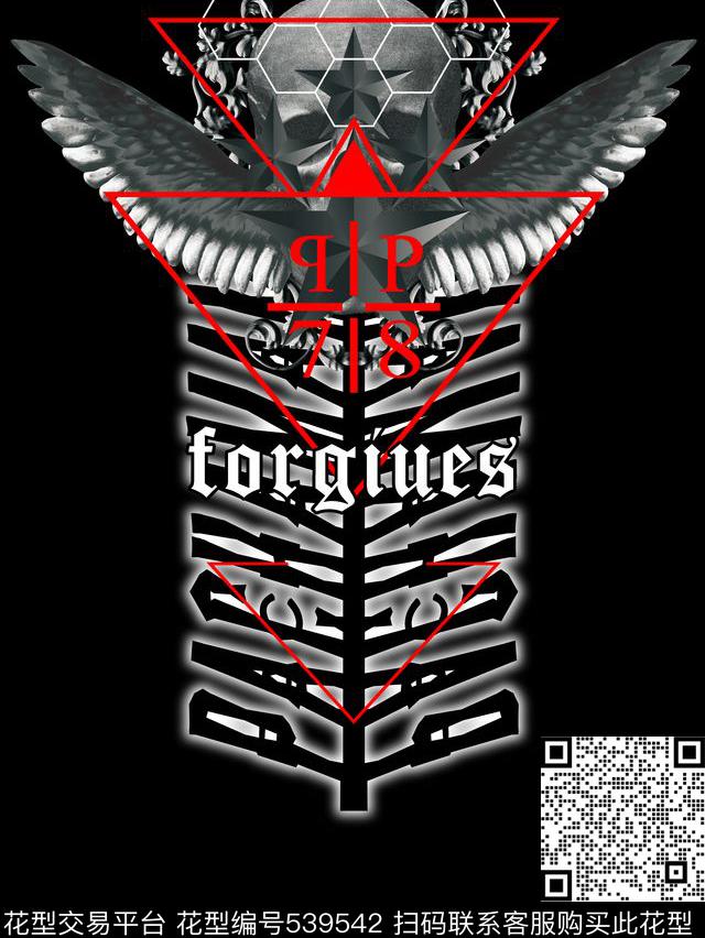 欧美风骷髅头字母数码印花华亿平台下载（图片编号: 539542） - 瓦栏（Walan）