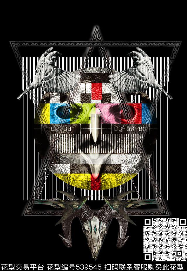 潮流时尚抽象模糊定位男装数码印花华亿平台下载（图片编号: 539545） - 瓦栏（Walan）