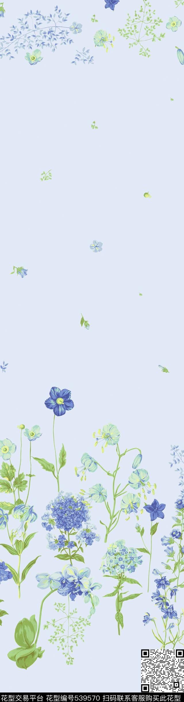 欧美田园风花卉华亿平台设计数码印花华亿平台下载（图片编号: 539570） - 瓦栏（Walan）