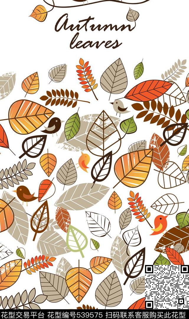 田园风小鸟秋天传统印花华亿平台下载（图片编号: 539575） - 瓦栏（Walan）
