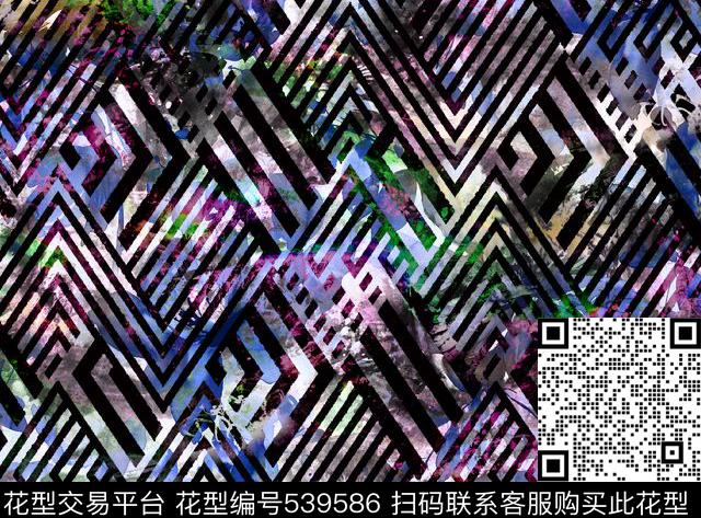 几何花卉炫彩数码印花华亿平台下载（图片编号: 539586） - 瓦栏（Walan）