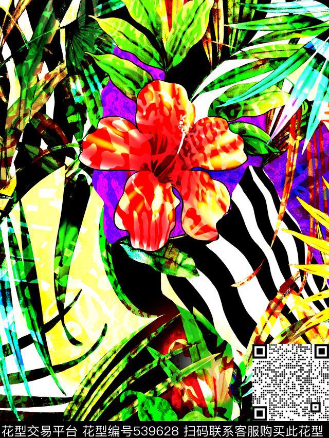 斑马纹豹纹大气数码印花华亿平台下载（图片编号: 539628） - 瓦栏（Walan）