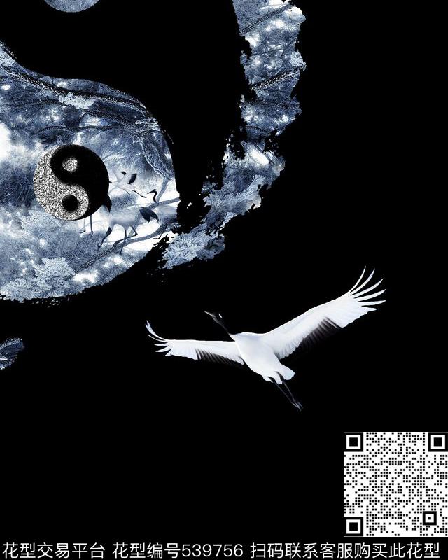 抽象太极图中国风数码印花华亿平台下载（图片编号: 539756） - 瓦栏（Walan）