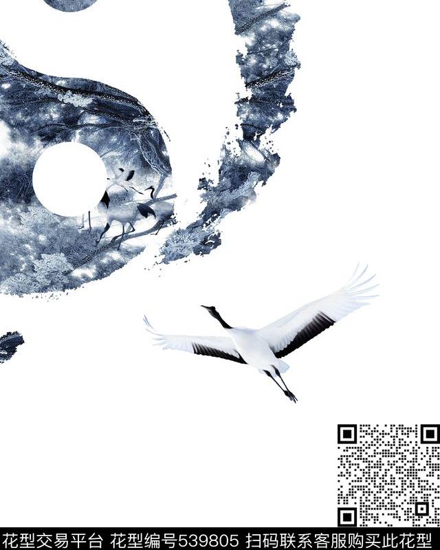 抽象太极图中国风数码印花华亿平台下载（图片编号: 539805） - 瓦栏（Walan）