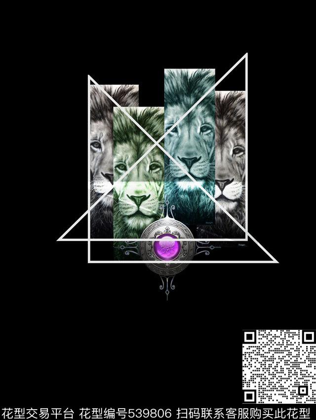 男装狮子几何服装设计数码印花华亿平台下载（图片编号: 539806） - 瓦栏（Walan）