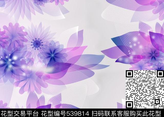 几何花卉莲花数码印花华亿平台下载（图片编号: 539814） - 瓦栏（Walan）
