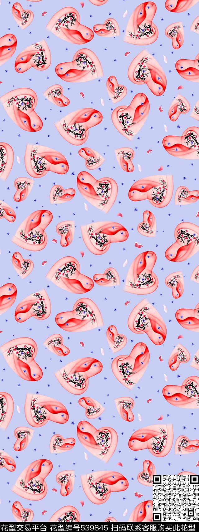 爱心抽象几何传统印花华亿平台下载（图片编号: 539845） - 瓦栏（Walan）