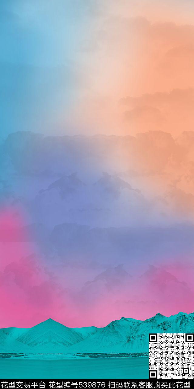 冰岛彩色风景数码印花华亿平台下载（图片编号: 539876） - 瓦栏（Walan）