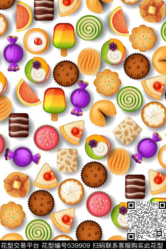 卡通蛋糕甜美传统印花华亿平台下载（图片编号: 539909） - 瓦栏（Walan）