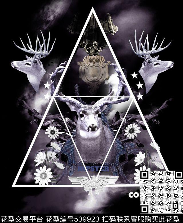 潮牌花卉几何数码印花华亿平台下载（图片编号: 539923） - 瓦栏（Walan）