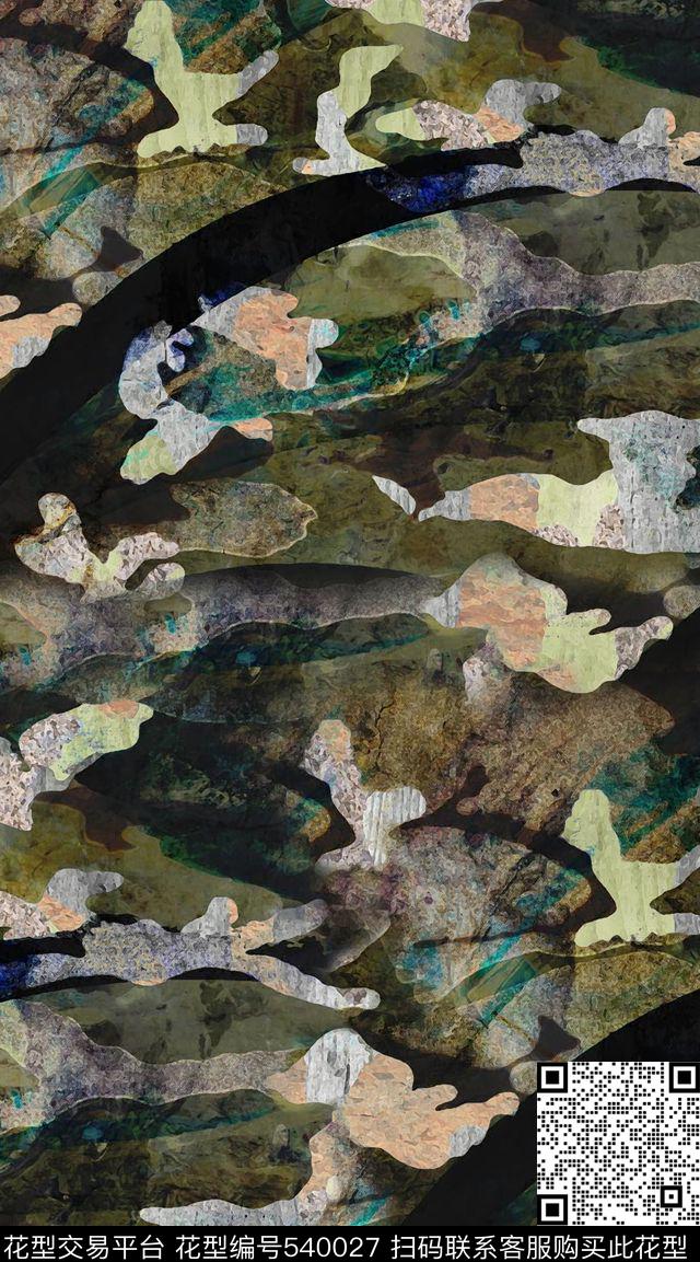 变形迷彩抽象几何大理石机理数码印花华亿平台下载（图片编号: 540027） - 瓦栏（Walan）