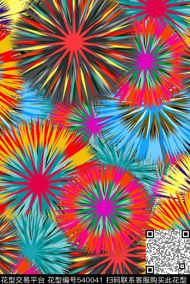抽象抽象放射烟花五彩传统印花华亿平台下载（图片编号: 540041） - 瓦栏（Walan）