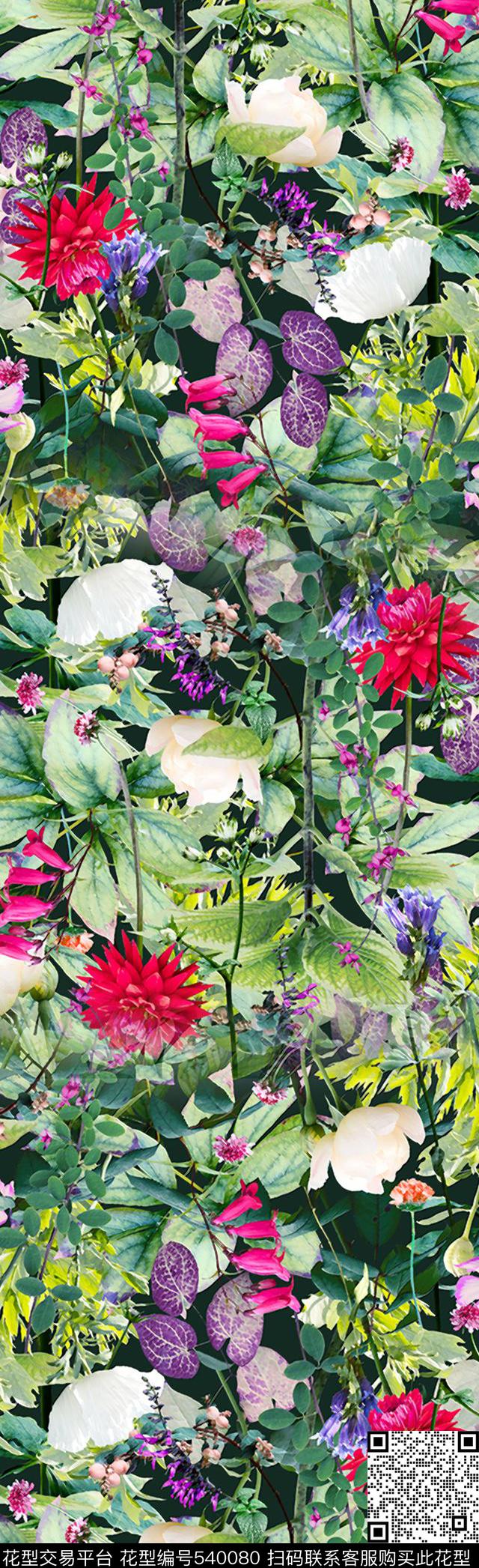 植物花卉玫瑰数码印花华亿平台下载（图片编号: 540080） - 瓦栏（Walan）