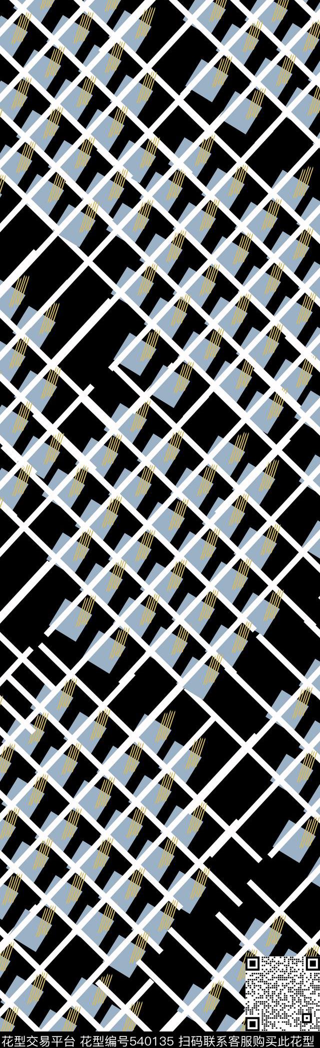 几何条纹方块传统印花华亿平台下载（图片编号: 540135） - 瓦栏（Walan）