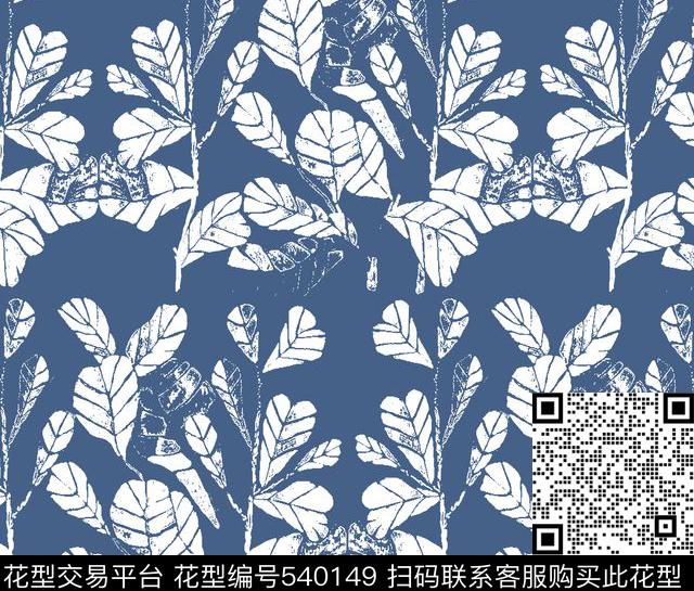 花朵清新叶子传统印花华亿平台下载（图片编号: 540149） - 瓦栏（Walan）
