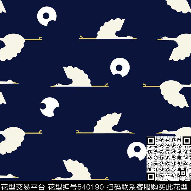 白鹤潮流简约传统印花华亿平台下载（图片编号: 540190） - 瓦栏（Walan）