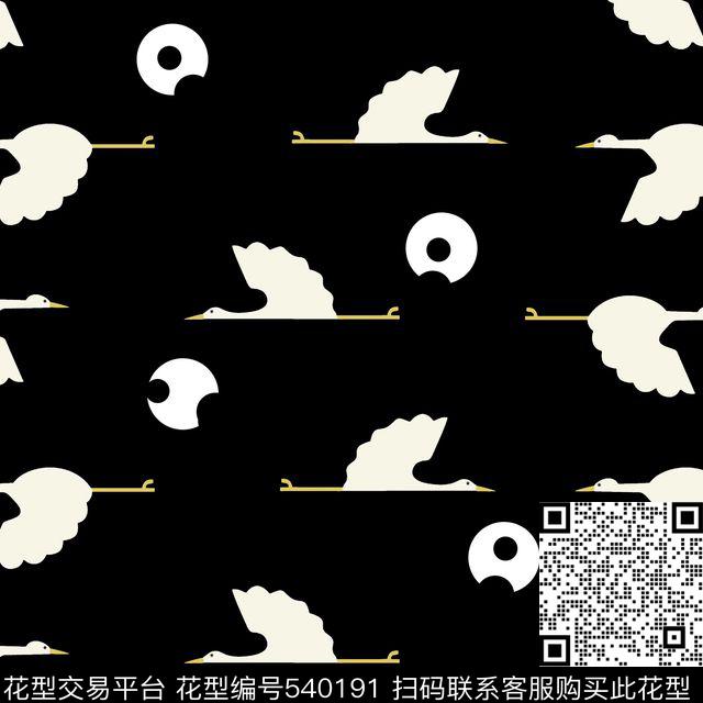 白鹤潮流简约传统印花华亿平台下载（图片编号: 540191） - 瓦栏（Walan）