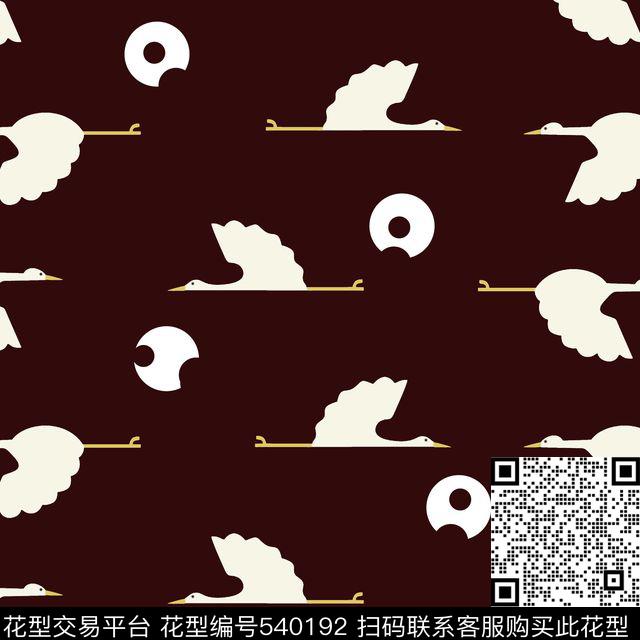 白鹤潮流简约传统印花华亿平台下载（图片编号: 540192） - 瓦栏（Walan）