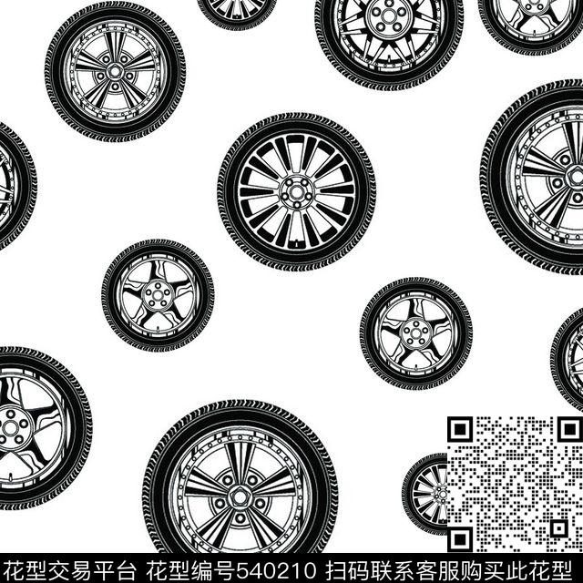 简约轮胎手绘传统印花华亿平台下载（图片编号: 540210） - 瓦栏（Walan）
