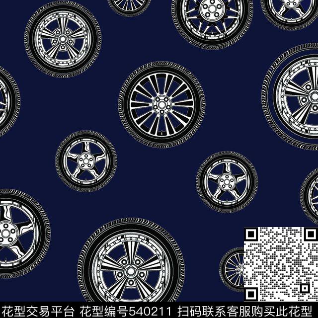 简约轮胎手绘传统印花华亿平台下载（图片编号: 540211） - 瓦栏（Walan）