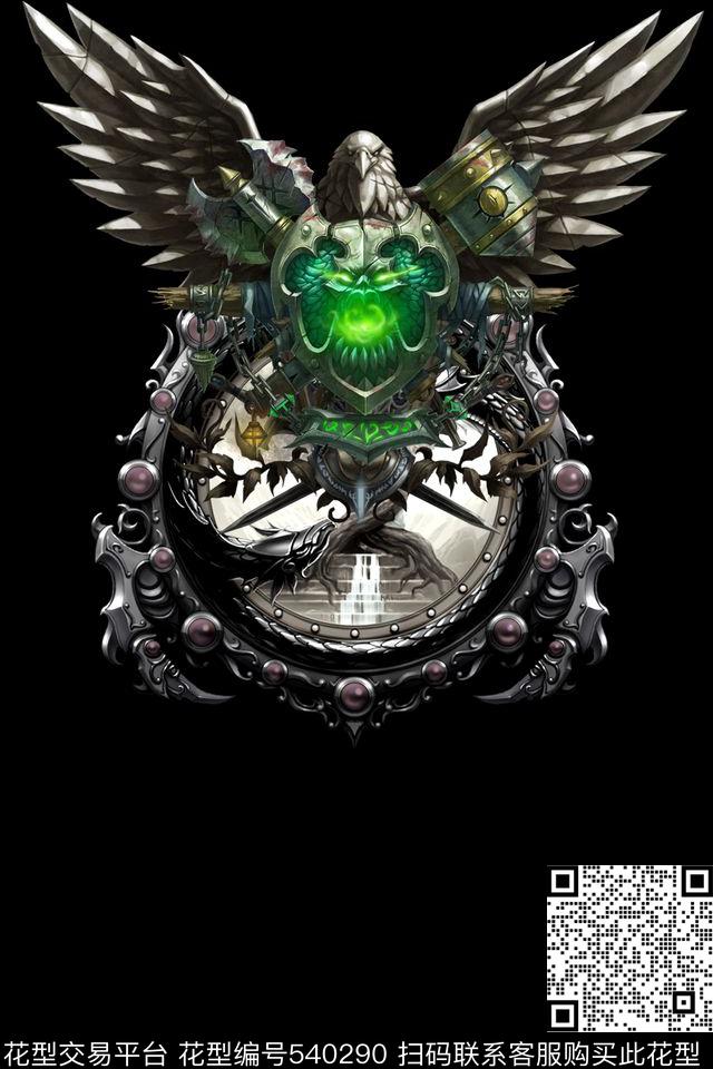 潮流时尚金属质感老鹰数码印花华亿平台下载（图片编号: 540290） - 瓦栏（Walan）