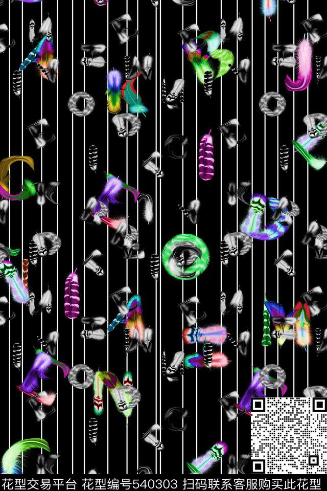 彩色羽毛潮流时尚衬衫数码印花华亿平台下载（图片编号: 540303） - 瓦栏（Walan）