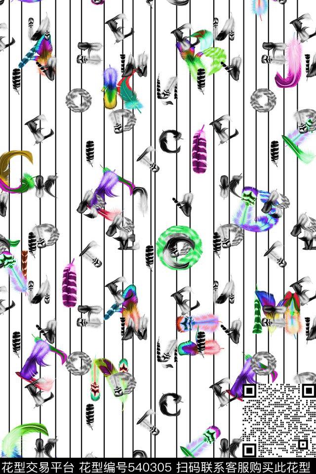 彩色羽毛潮流时尚衬衫数码印花华亿平台下载（图片编号: 540305） - 瓦栏（Walan）