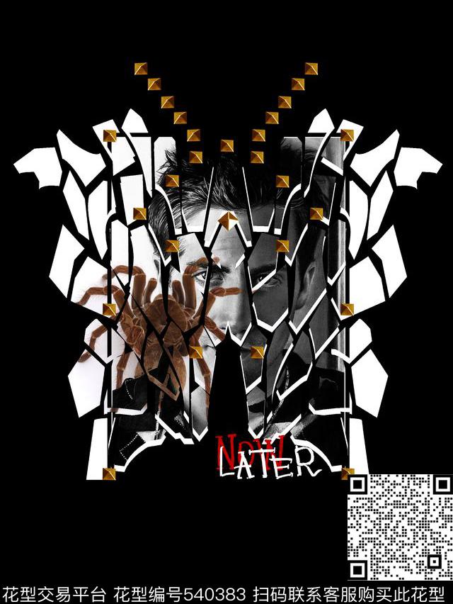 抽象蝴蝶蜘蛛数码印花华亿平台下载（图片编号: 540383） - 瓦栏（Walan）