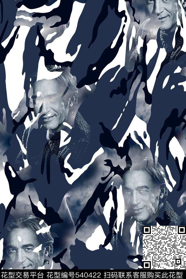 抽象迷彩纹理人物头像数码印花华亿平台下载（图片编号: 540422） - 瓦栏（Walan）