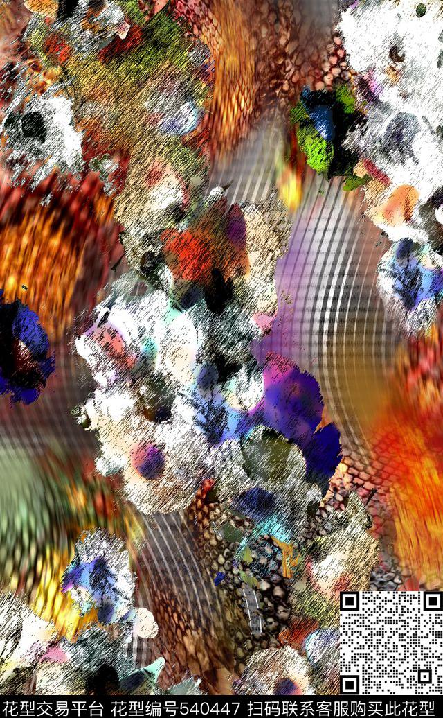 抽象花卉动物纹撇丝华亿平台数码印花华亿平台下载（图片编号: 540447） - 瓦栏（Walan）