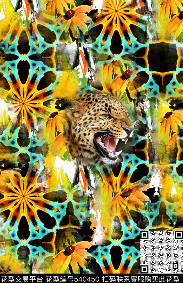 抽象丛林花草数码印花华亿平台下载（图片编号: 540450） - 瓦栏（Walan）