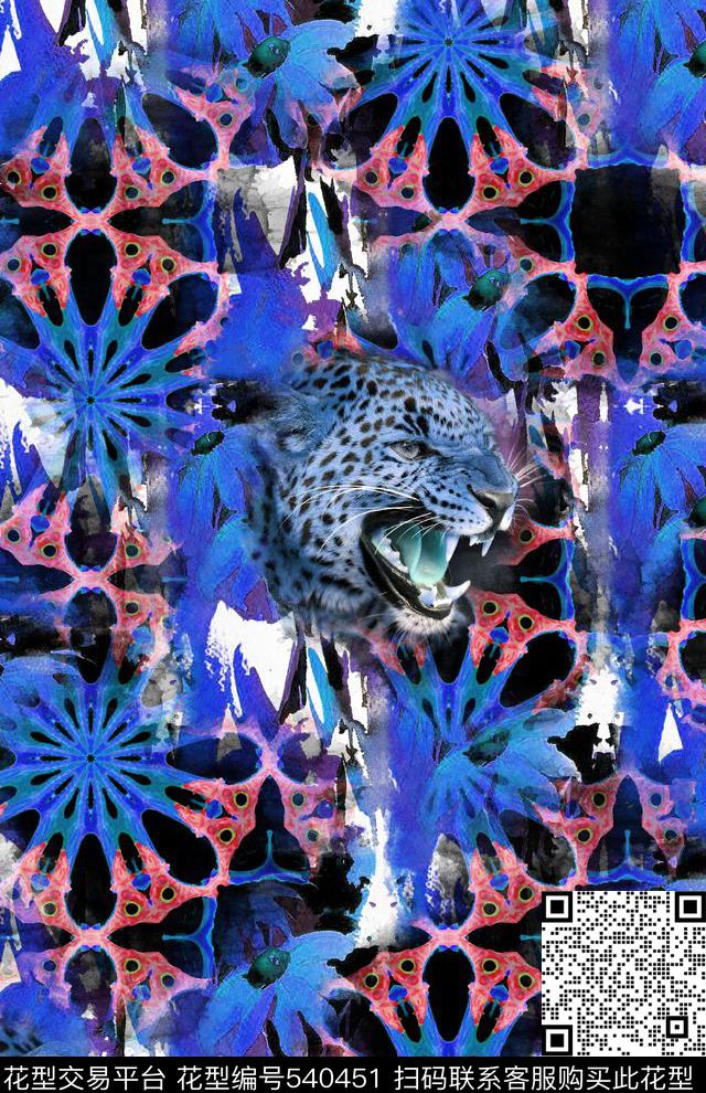 抽象丛林花草数码印花华亿平台下载（图片编号: 540451） - 瓦栏（Walan）
