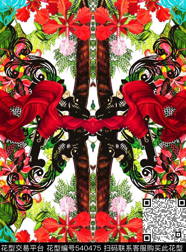 中国风古典花纹花卉数码印花华亿平台下载（图片编号: 540475） - 瓦栏（Walan）