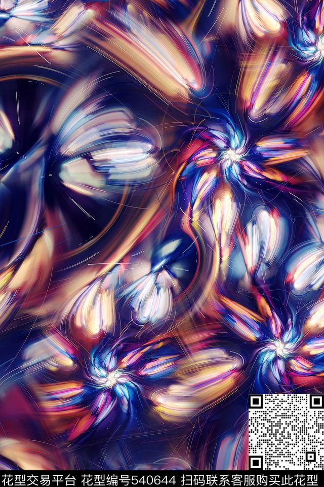抽象炫彩艺术分形图案小衫套装华亿平台数码印花华亿平台下载（图片编号: 540644） - 瓦栏（Walan）