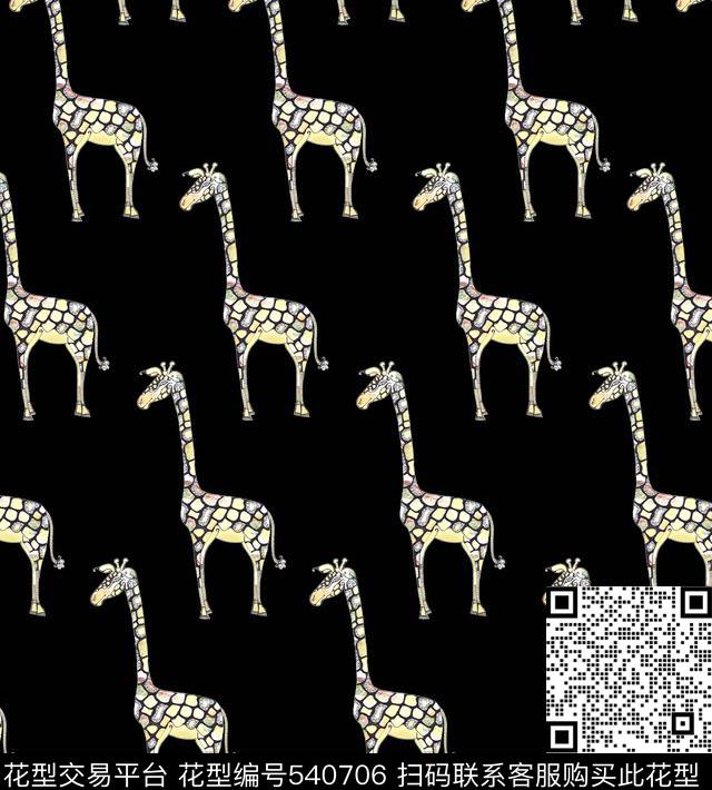 波普风长颈鹿动物系列传统印花华亿平台下载（图片编号: 540706） - 瓦栏（Walan）