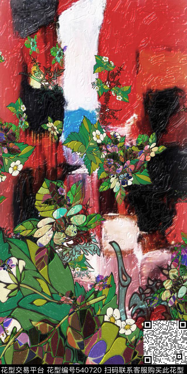 民族风植物风景亮彩数码印花华亿平台下载（图片编号: 540720） - 瓦栏（Walan）